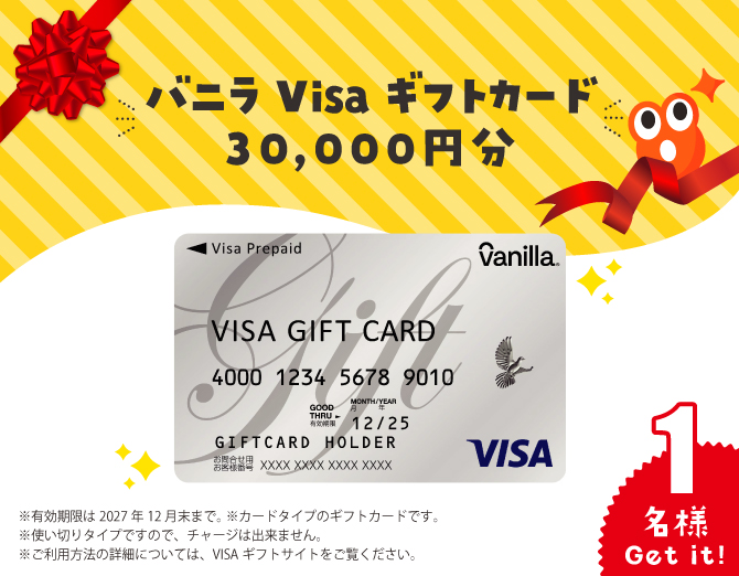 Vanilla Visaギフトカード 30,000円分