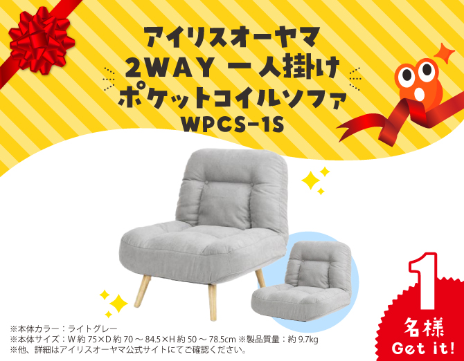 アイリスオーヤマ 2WAY一人掛けポケットコイルソファ WPCS-1S